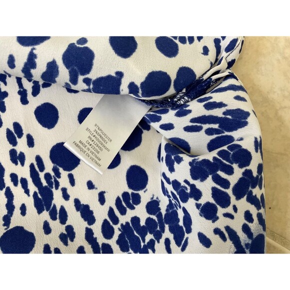 Fred David Blouse Womens Plus Size 1X Blue dots Career Office Button Up - Picture 8 of 9